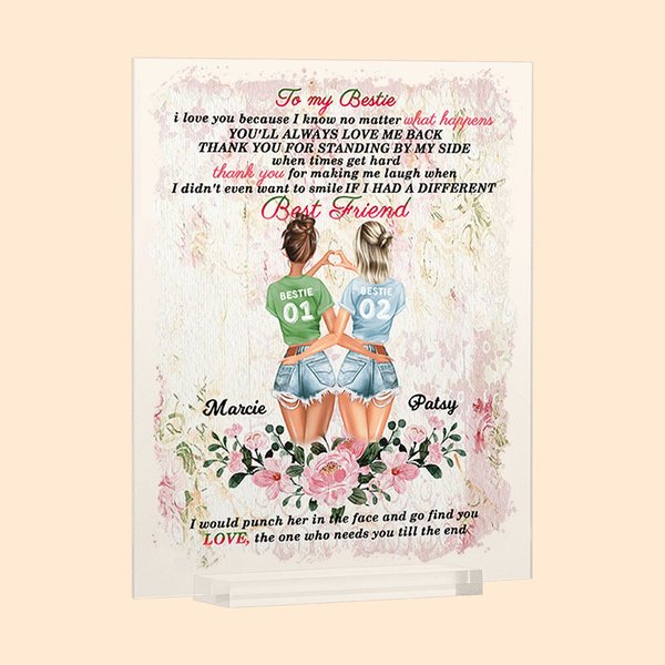 Personalised Flowers Thank You for Standing by My Side Acrylic Plaque Besties Gift Desk Ornament