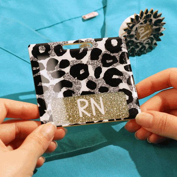 Personalized Sunflower Leopard Glitter Fashional Beaded Retractable Badge Reel And Buddy Gift for Medical Staff