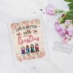 Henkilökohtainen elämä on parempi Besties Vintage Rose Design akryyli plaketti ystävyys lahjat sielu sisaret naiset