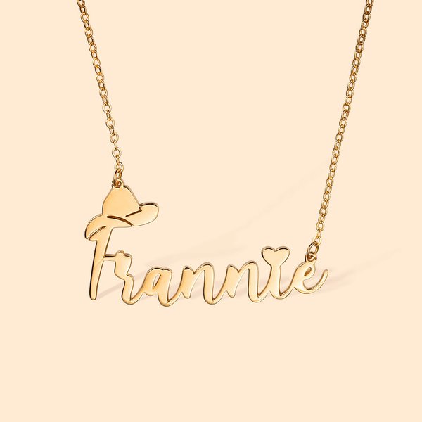 Personligt cowboyhalsband Westernsmycke med namn Western Cowboyhatt Kärlekshjärta Cowgirlgåva Cowboygåva Födelsedagspresent