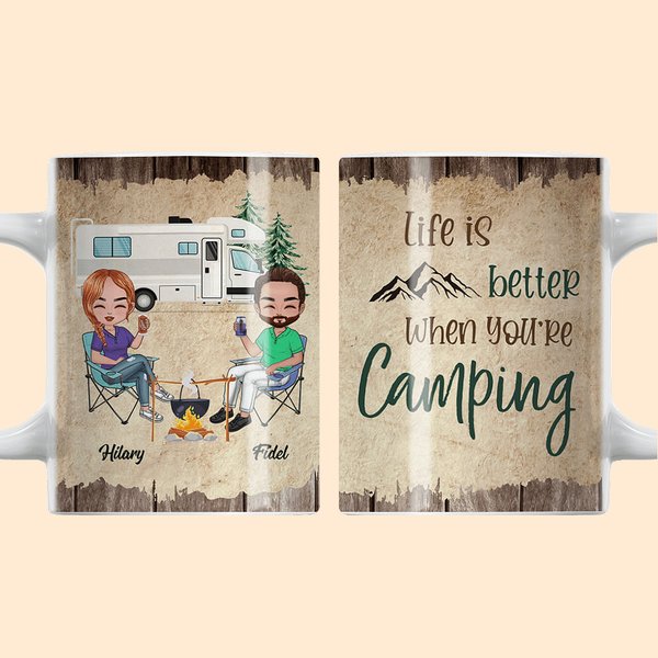 Personalisierte Leben ist besser, wenn Sie Camping weißer Keramikbecher Camper Lover Outdoor Wandern Geschenke