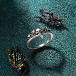 Personalized Gothic Skull Skeleton Ring with Birthstone Wedding Halloween Gift for Her Sister Bride