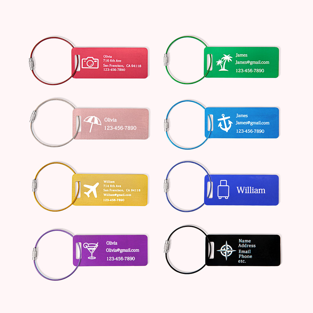 Personalized Metal Luggage Tag Engraved Bag Suitcase Backpack Label ID Tag Daily Use Travel