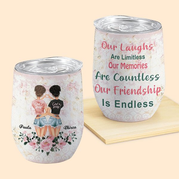 Gepersonaliseerd Forever Friend Onze vriendschap is eindeloos Wijn Tumbler Bestie Gift