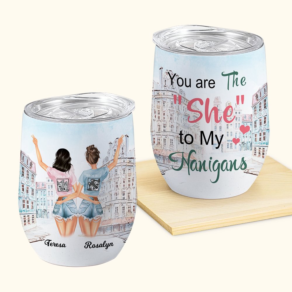 Personalizzato Tour della città antica con l'amica del cuore Foto del retro Regalo per il bicchiere di vino per la migliore amica Facile da pulire