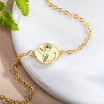 Bracelet de fleurs de naissance en argent sterling personnalisé avec nom gravé Cadeau pour sa femme, sa mère, sa grand-mère et sa petite amie