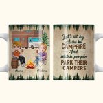 Taza de cerámica blanca personalizada Let's Sit by The Campfire And Watch People Park Their Campers para el mejor amigo Camping Viajes