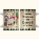 Tasse en céramique blanche personnalisée Making Memories One Campsite At A Time Cadeau pour les passionnés de camping