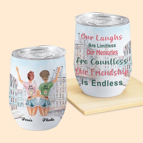 Dichiarazione di amicizia personalizzata Camminare con l'amica del cuore Bicchiere da vino Regalo per l'amica del cuore