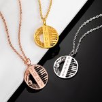 Pendentif Rond Personnalisable avec Prénom Collier de Clef de Sol Clé de Piano Note de Musique Cadeau pour Professeur Pianiste