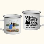 Personalised Making Memories One Campsite At A Time 11oz Enamel Mug Lightweight Portable for Family Travel Hiking Walking Camping Gift