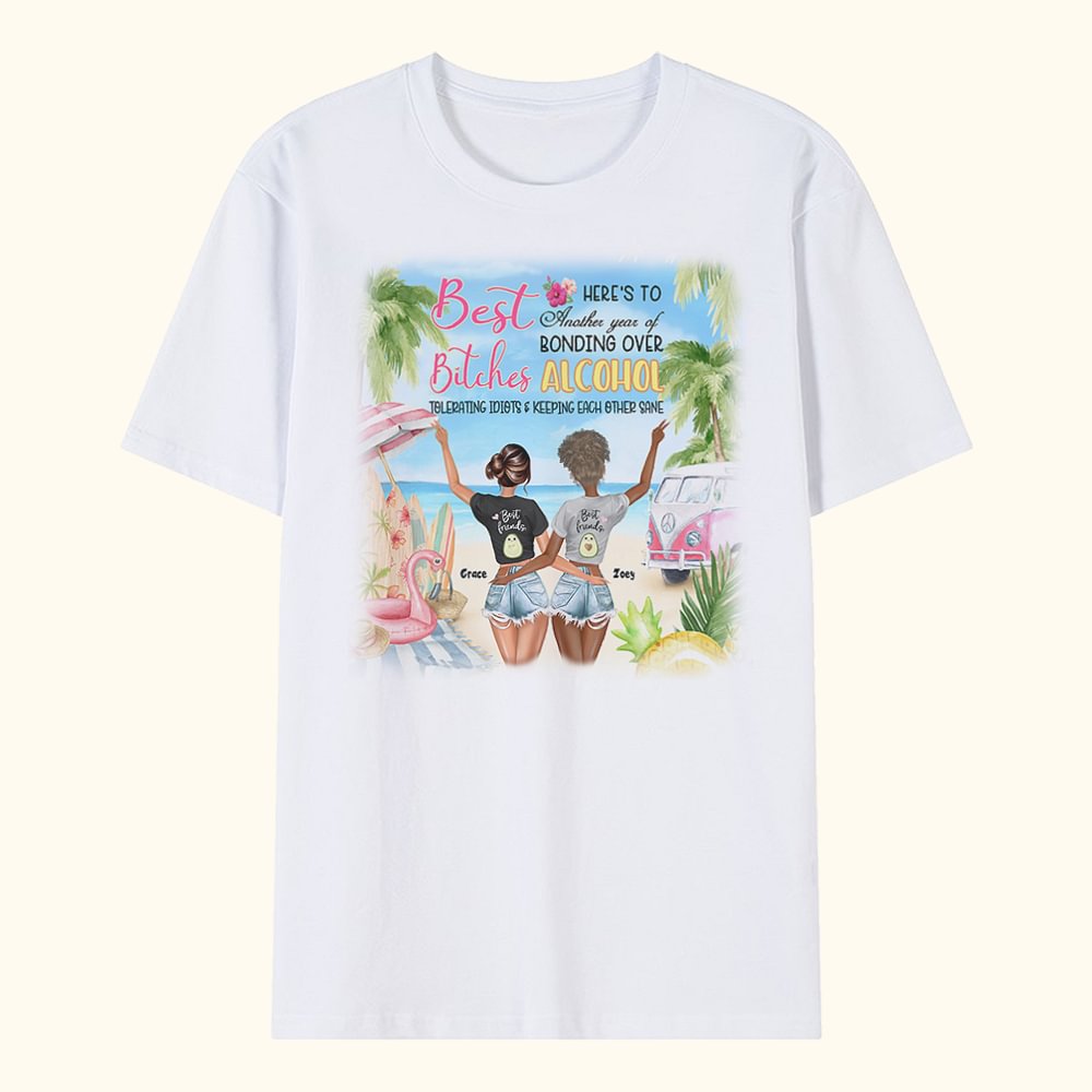 T-shirt personnalisé Best Bitches Tolerating Idiots And Keeping Each Other Sane T-shirt Anniversaire Amitié Cadeau pour Meilleure Amie Sœur
