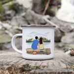 Personalised Making Memories One Campsite At A Time 11oz Enamel Mug Lightweight Portable for Family Travel Hiking Walking Camping Gift