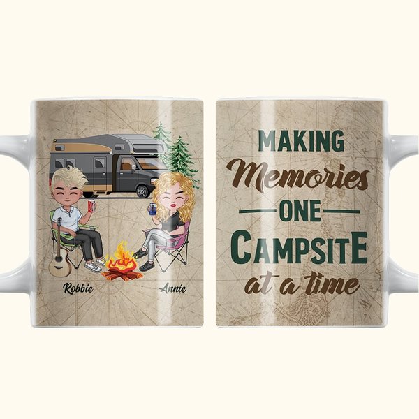 Henkilökohtainen Making Memories One Campsite At A Time Valkoinen keraaminen muki Pariskunta Lahja