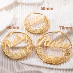 Personalised Birth Flower Wreath Large Hoop Earrings with Name Birthday Bridal Party Gift for Her