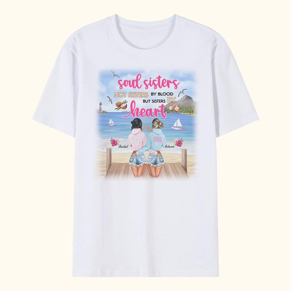 T-shirt personnalisé Soul Sisters Pas des sœurs de sang mais des sœurs de cœur Anniversaire Cadeau d'amitié pour la meilleure amie
