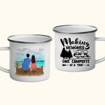 Personalized Making Memories One Campsite At A Time Sea and Bridge Enamel Mug for Outdoor and Indoor Christmas Gift Thanksgiving Gift Birthday Gift