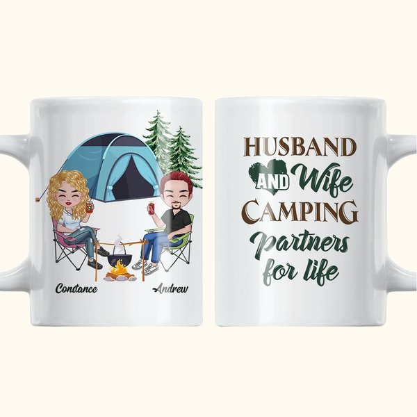 Personalisierte Ehemann und Frau Camping Partner Weiß Keramik Becher Camping-Enthusiasten Geschenk