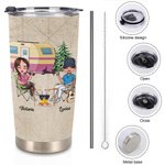 Personalized Life Is Better When You are Camping with Your Partners Couple Drink 20oz Tumbler for Hot and Cold Drinks Special Gift for Family Lover