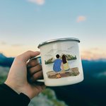Personalised Making Memories One Campsite At A Time 11oz Enamel Mug Lightweight Portable for Family Travel Hiking Walking Camping Gift