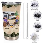 Personalizzato Marito e moglie in campeggio insieme Happy Drink 20 oz Tumbler Coperchi a prova di perdite Design per uso quotidiano