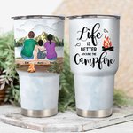 Personalized Life Is Better Around The Campfire Family with Pets Camping 30oz Tumbler Anniversary Gift Birthday Gift for Family Couple
