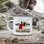 Personalised Adventure Is Out There Let's Find It 11oz Family Enamel Mug Couple with Kid for Camping Picnic Office Home Use Birthday Gift