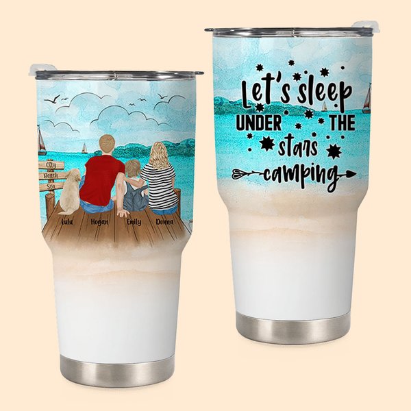 Personalizzato Let Us Sleep Under The Stars Camping Family 30oz Tumbler Anniversary Gift Regalo di compleanno per una coppia di familiari