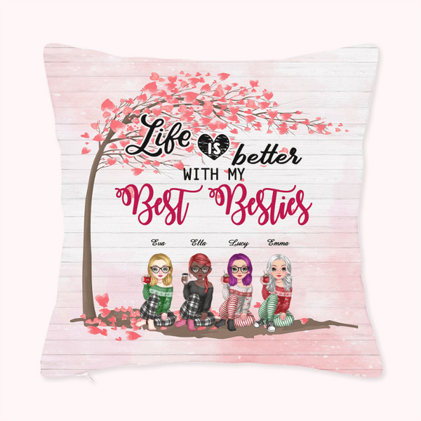 Personalizado La vida es mejor con mi mejor amiga bajo el árbol del amor Funda de almohada Regalo de cumpleaños Decoración del dormitorio