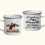 Personalised Adventure Is Out There Let's Find It 11oz Family Enamel Mug Couple with Kid for Camping Picnic Office Home Use Birthday Gift