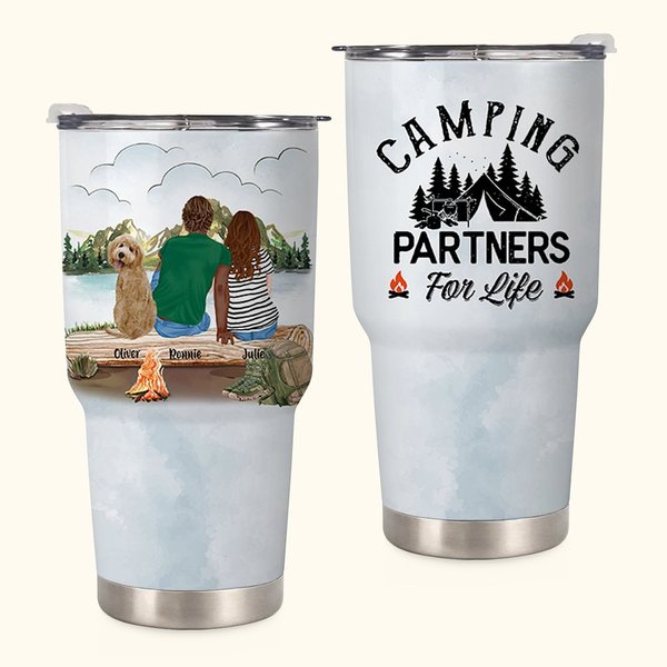 Personalizzato Camping Partners For Life Family Camping Together 30oz Tumbler Regalo di anniversario Regalo di compleanno per una coppia di familiari