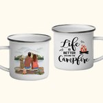Personalized Life Is Better Around The Campfire Family 11oz Enamel Mug for Outdoor Hiking Backpacking Travel Camping
