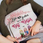 Personalizado La vida es mejor con mi mejor amiga bajo el árbol del amor Funda de almohada Regalo de cumpleaños Decoración del dormitorio