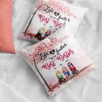Personalizado La vida es mejor con mi mejor amiga bajo el árbol del amor Funda de almohada Regalo de cumpleaños Decoración del dormitorio