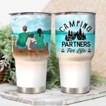Gepersonaliseerde Camping Partners For Life Zee en Brug Familie Camping 30oz Tumbler Verjaardagscadeau Verjaardagscadeau voor familie echtpaar