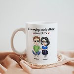 Personalised Annoying Each Other Since Years White and Colour Inside Ceramic Mug Birthday Gift for WIfe Couple