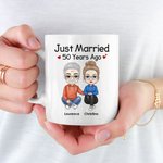 Henkilökohtainen juuri naimisissa monta vuotta sitten Valkoinen ja väri sisällä keraaminen muki Ystävänpäivä Syntymäpäivä pari lahja