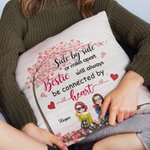 Personalized Side By Side Or Miles Apart Bestie Will Always Be Connected By Heart Throw Pillow Cover  Women Gifts Ideas for Living Room