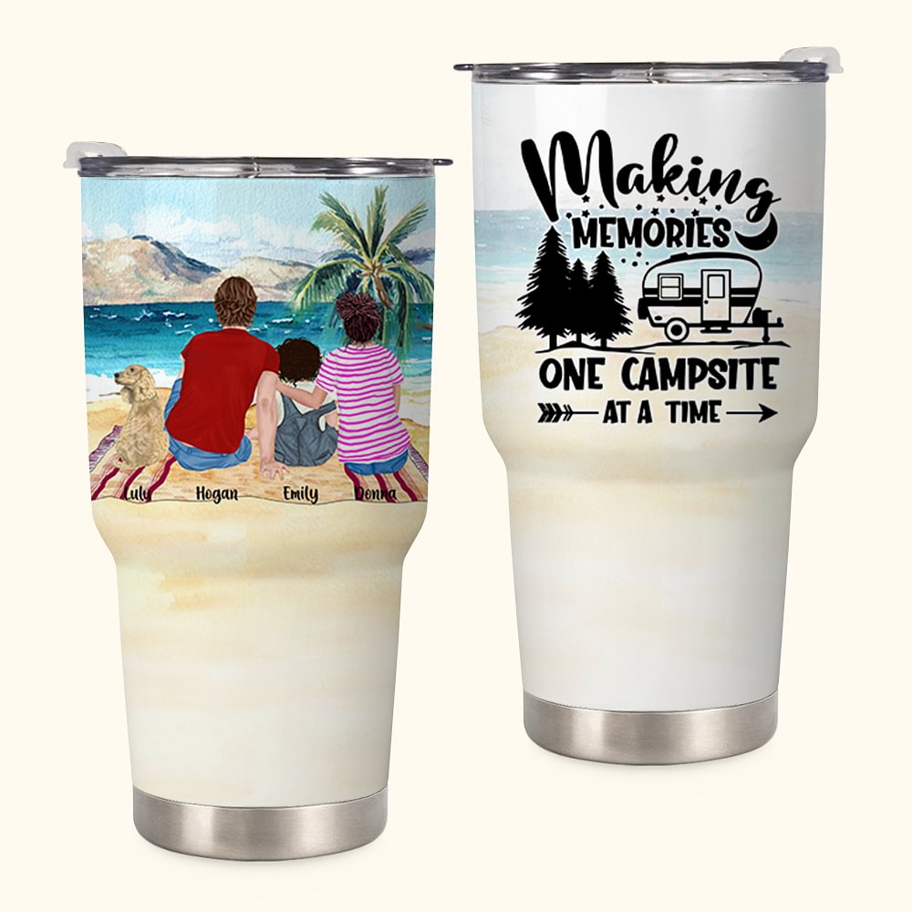 Cadeau d'anniversaire personnalisé One Campsite At A Time Beach 30oz Tumbler Cadeau d'anniversaire pour la famille Couple