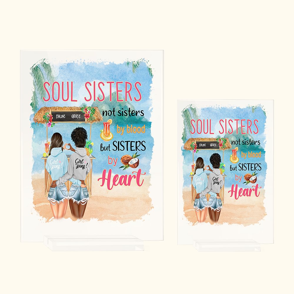 Plaque acrylique personnalisée Soul Sisters Pas des sœurs de sang mais des sœurs de cœur Cadeaux d'anniversaire et d'amitié pour femmes sœurs