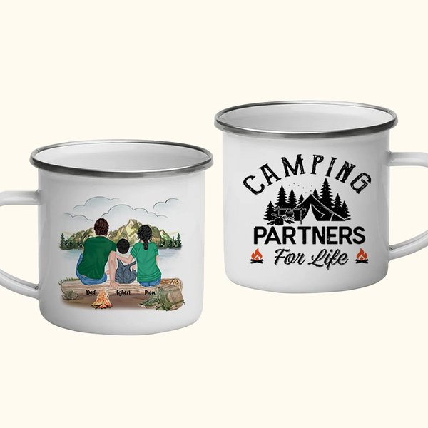 Personalizzato Camping Partners For Life 11 oz smalto Mug portatile leggero per la casa colazione bere regalo di compleanno regalo di San Valentino