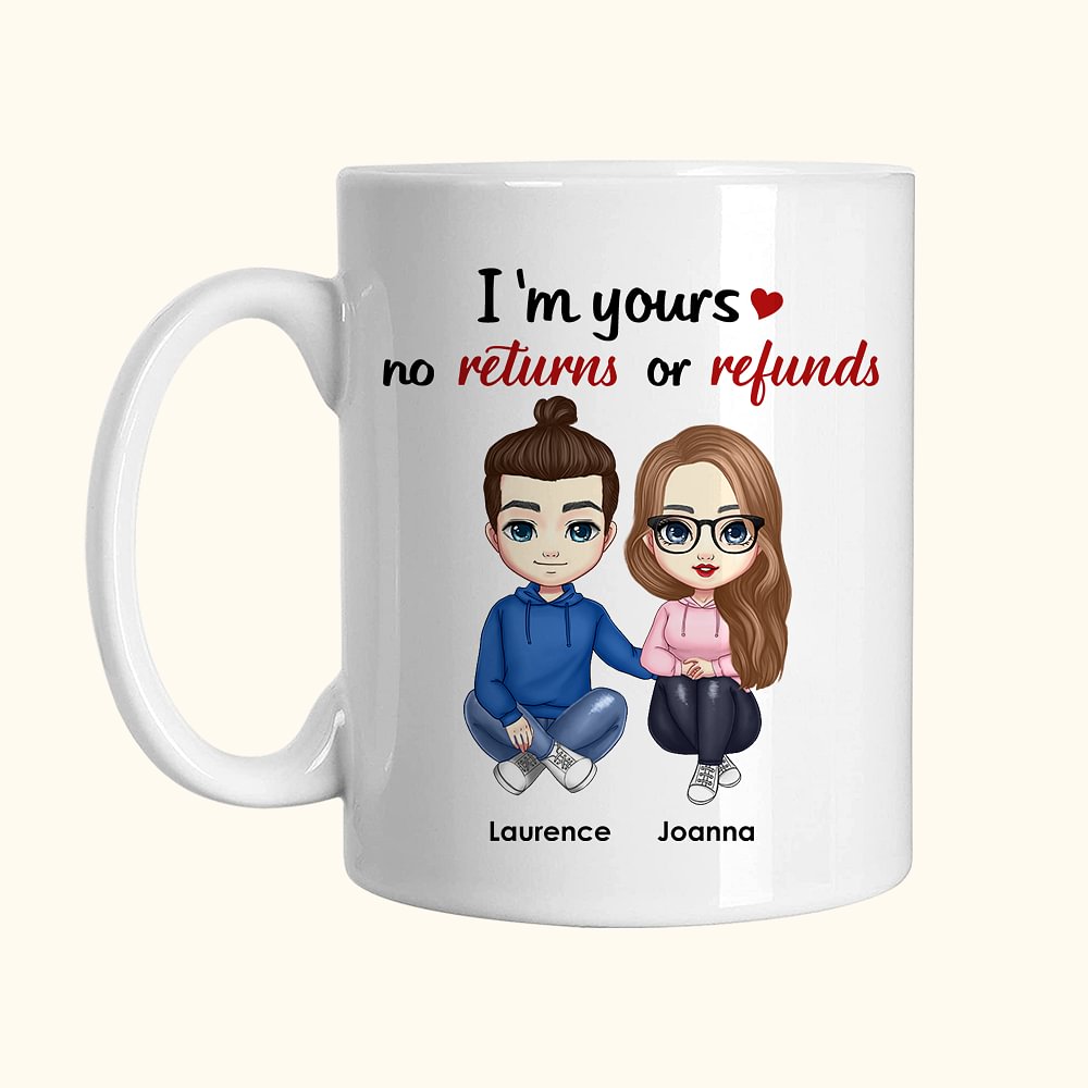 Mug en céramique blanc et couleur à l'intérieur Cadeau d'anniversaire pour couple mari-femme