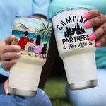 Personalized Family Beach Camping Camping Partners For Life 30oz Tumbler Anniversary Gift Birthday Gift for Family Couple