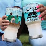 Gepersonaliseerde Camping Partners For Life Zee en Brug Familie Camping 30oz Tumbler Verjaardagscadeau Verjaardagscadeau voor familie echtpaar