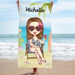 Personalisiertes Schnell Trocknendes Strandtuch Mädchen-am-Strand Design Reisehandtuch Geburtstag Urlaub Geschenk für Strand-Liebhaber