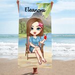 Personalized Girl on the Beach Quick Dry High Absorbent Beach Towel Travel Matching Birthday Friendship Gift for Her