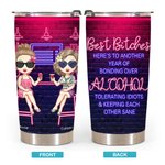 Personalised Best Bitches Tolerating Idiots And Keeping Each Other Sane 20oz Tumbler Besties Recordative Gift for Hot and Cold Drinks