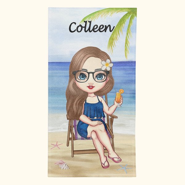 Personalized Girl on the Beach Quick Dry High Absorbent Beach Towel Vacation Accessories Birthday Friendship Gift for Her