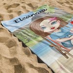 Personalized Girl on the Beach Quick Dry High Absorbent Beach Towel Travel Matching Birthday Friendship Gift for Her