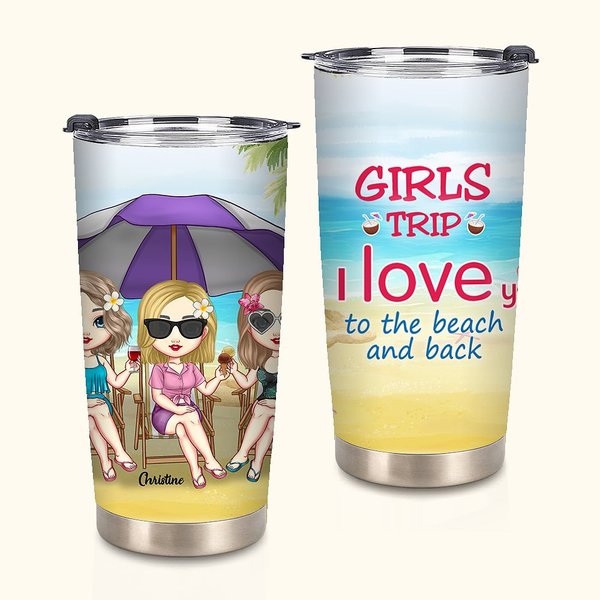 Personalisierte Ich liebe dich zum Strand und zurück 20oz Tumbler Freundschaft Geschenk für heiße und kalte Getränke